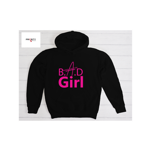 B.A.D. Girl Hoodie - Black Hoodie with Hot Pink lettering