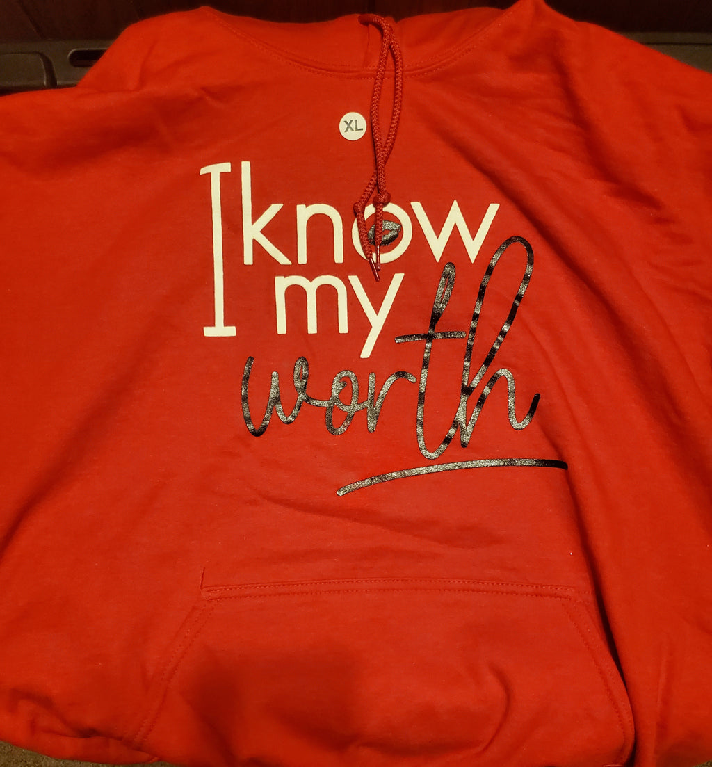 I know my worth hoodie - Red