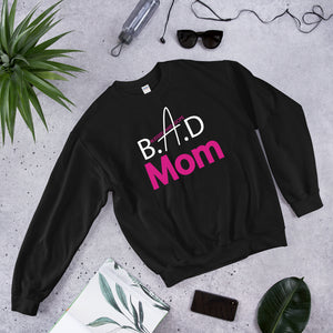 B.A.D Mom Sweatshirt (White and hot pink)